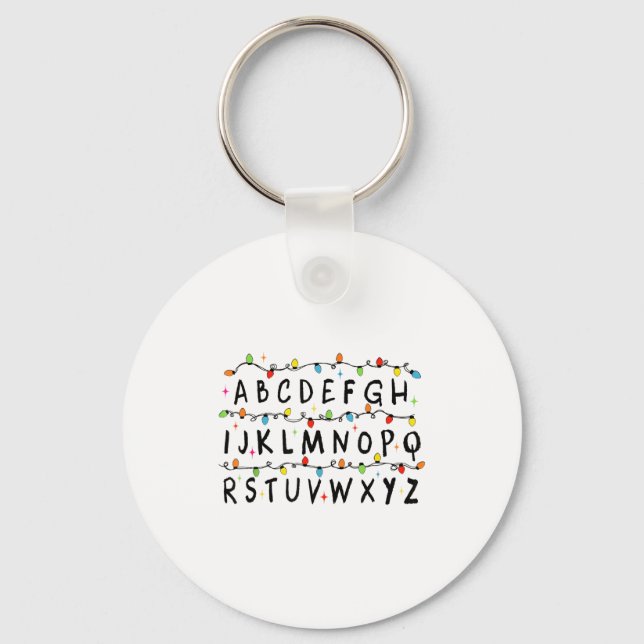 Alphabet Stranger Christmas 2025 Lights Boys Girls Key Ring (Front)