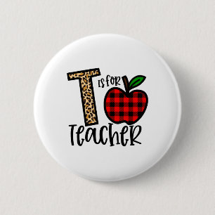 Alphabet T Is For Teacher Love Apple 6 Cm Round Badge