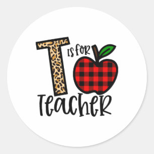 Alphabet T Is For Teacher Love Apple  Classic Round Sticker