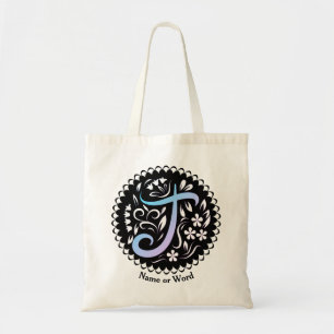 Alphabet T Monogram Handwritting Tote Bag