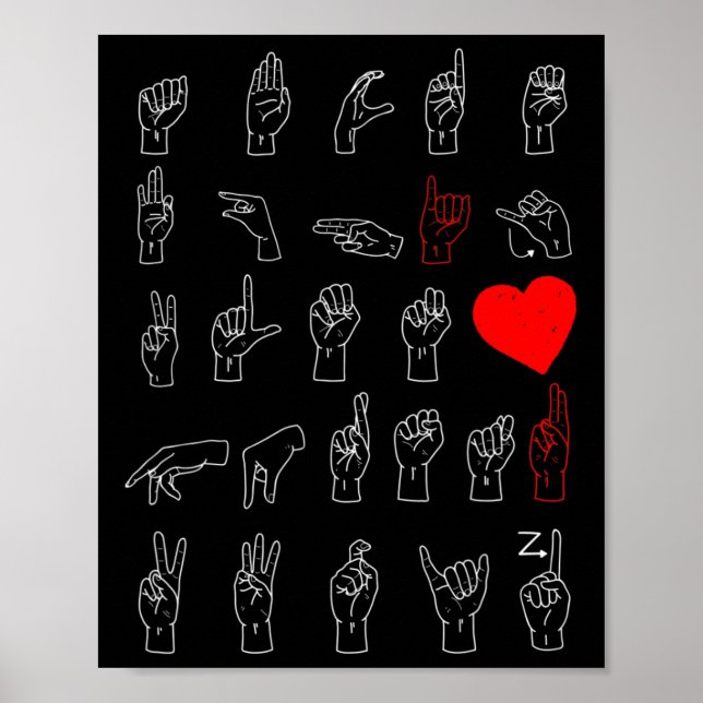 Alphabet Teacher American Sing Language Asl Chart  (Front)