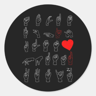 Alphabet Teacher American Sing Language Asl Chart Classic Round Sticker