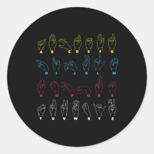 Alphabet Teacher American Sing Language Asl Chart Classic Round Sticker