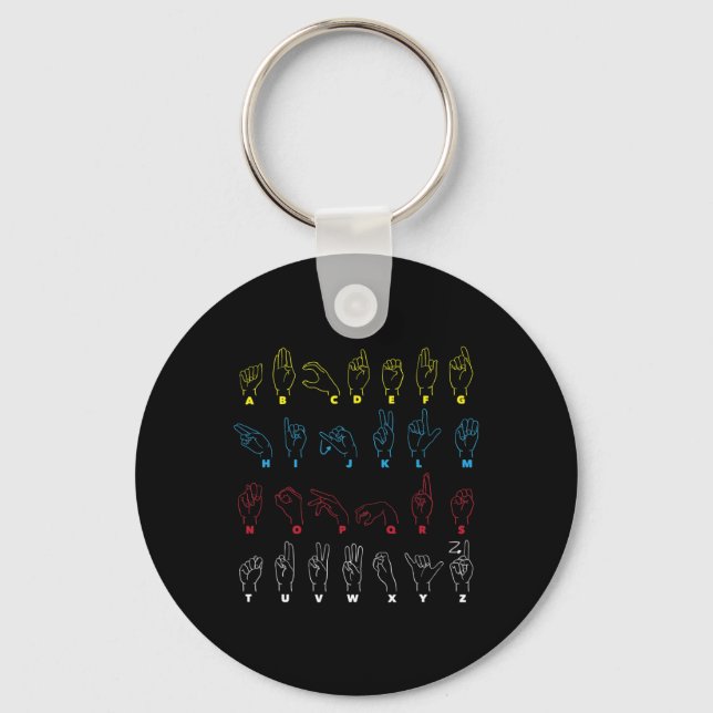 Alphabet Teacher American Sing Language Asl Chart  Key Ring (Front)