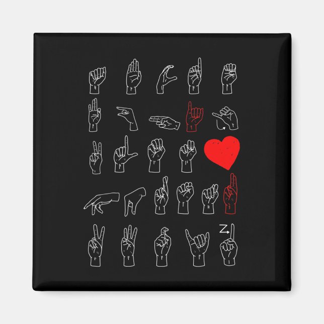 Alphabet Teacher American Sing Language Asl Chart  Magnet (Front)