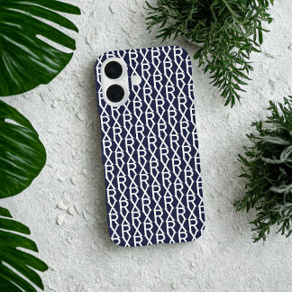 Alphabet Text Pattern Custom Initials Monogrammed iPhone 16 Case