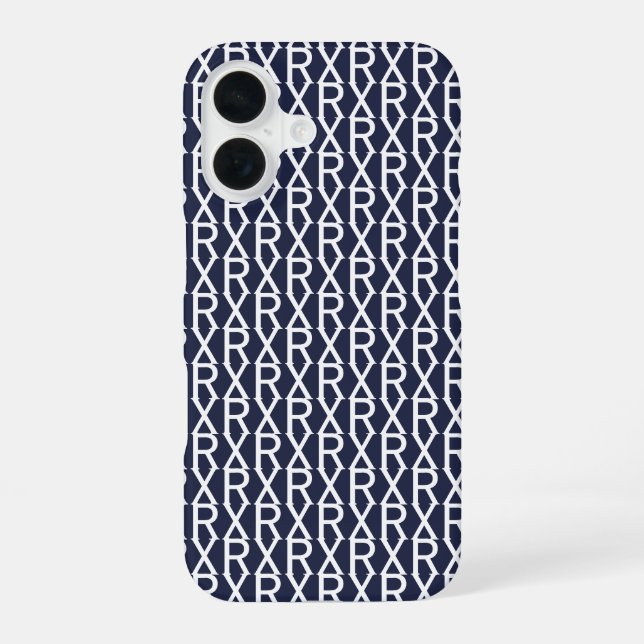 Alphabet Text Pattern Custom Initials Monogrammed iPhone 16 Case (Back)