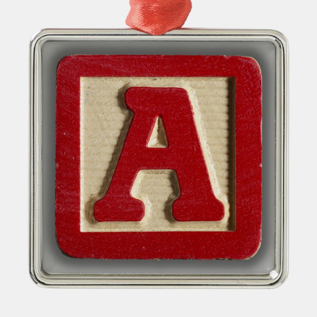 Alphabet Toy Block A Metal Tree Decoration (Front)