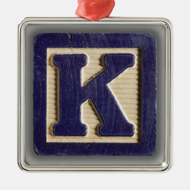 Alphabet Toy Block K Metal Tree Decoration (Front)