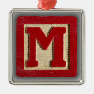 Alphabet Toy Block M Metal Ornament