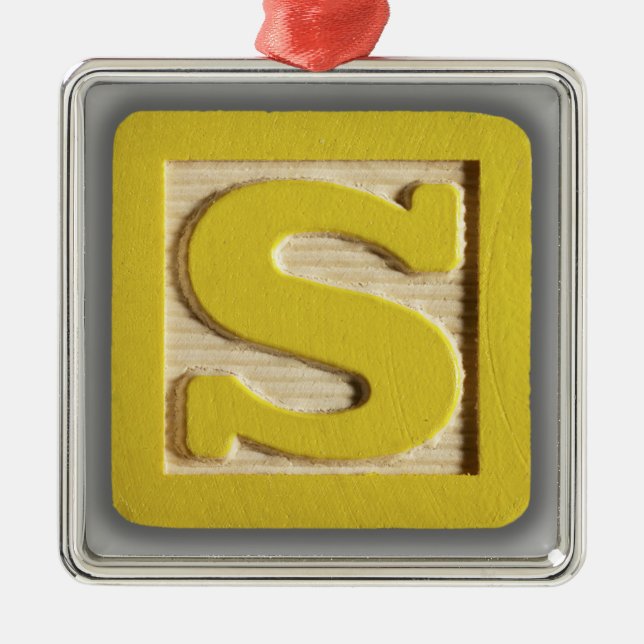 Alphabet Toy Block S Metal Tree Decoration (Front)