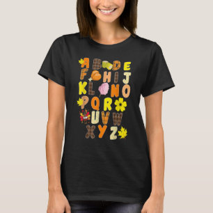 Alphabet Turkey Thanksgiving Costume Preschool Te T-Shirt