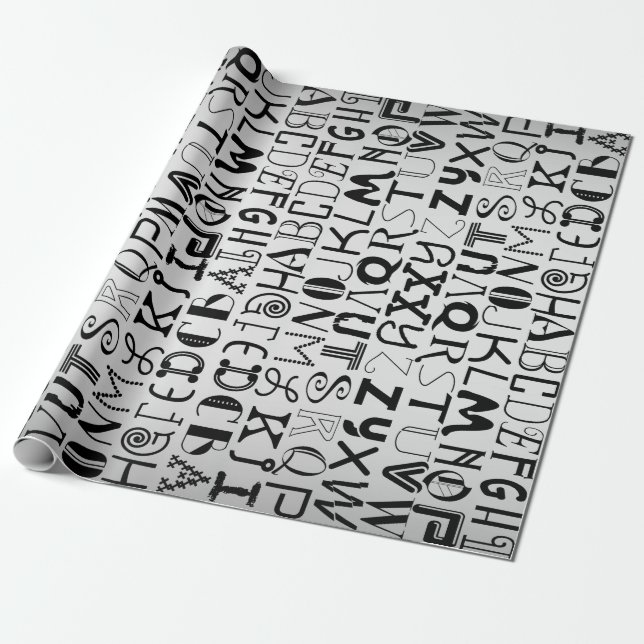 Alphabet Typography Speciality Gift Wrap (Unrolled)