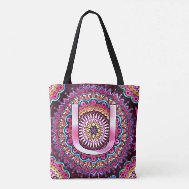 Alphabet U mandala Tote Bag (Back)