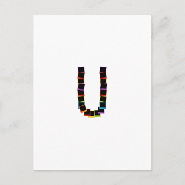 Alphabet U with colourful Postcard (Front)
