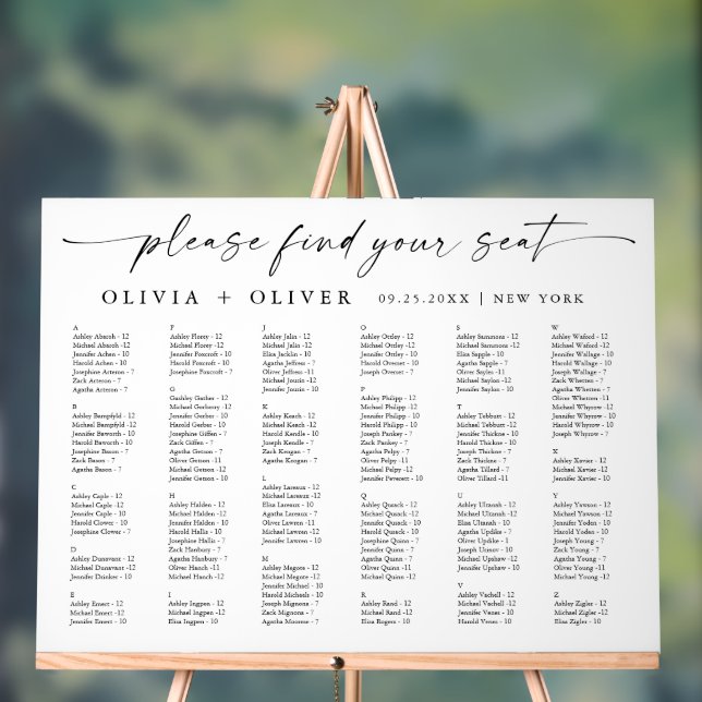 Alphabet up to 159 People Seating Chart Acrylic (Neutral)