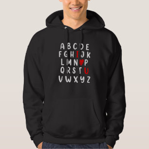 Alphabet Valentines Day English Teacher Apparel Ab Hoodie