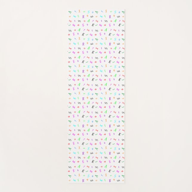 Alphabet White Black Yoga Mat (Front)