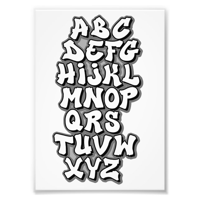 Alphabet White / Grey Photo Print (Front)