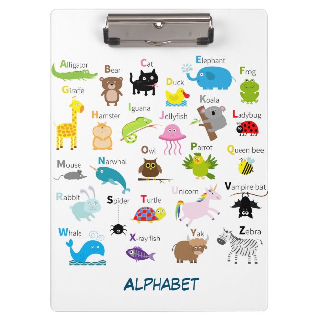 Alphabet with animal pictures and letters clipboard (Front)