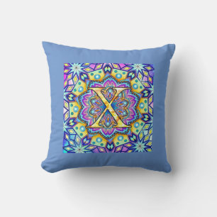 Alphabet X mandala Cushion