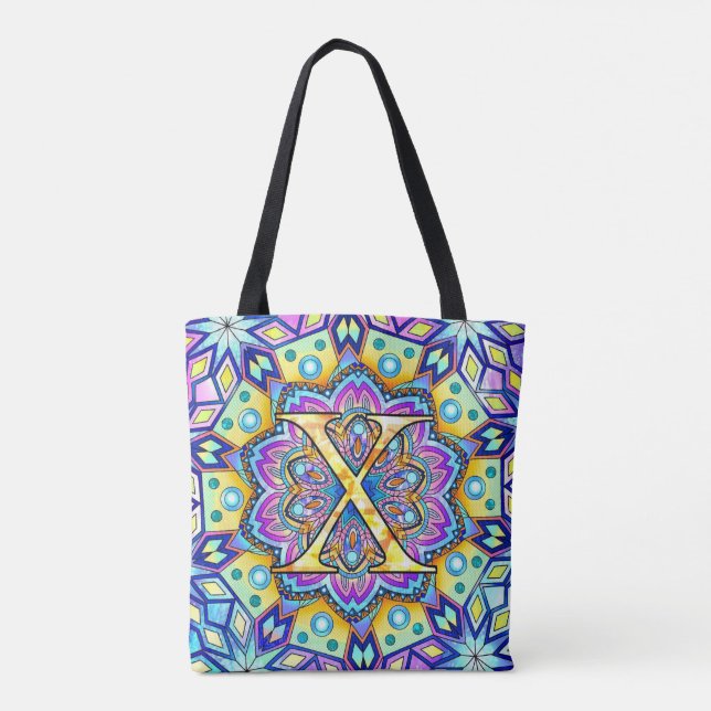 Alphabet X mandala Tote Bag (Back)