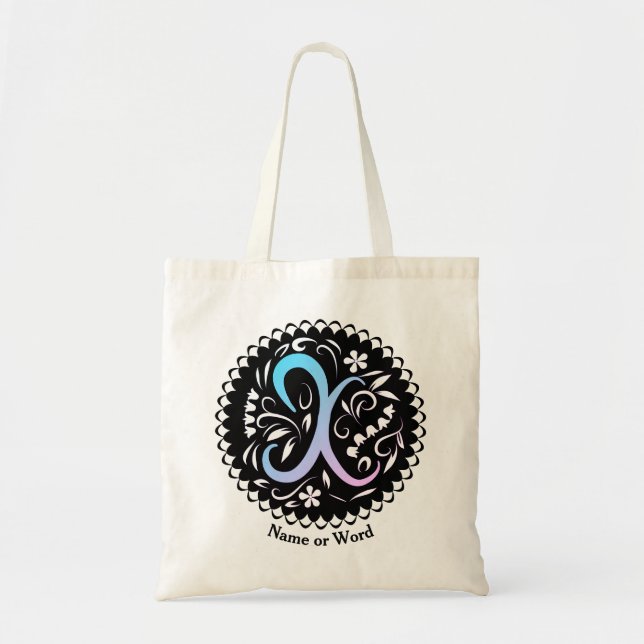 Alphabet X Monogram Handwritting Tote Bag (Front)