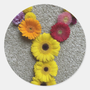 Alphabet Y in Flowers Classic Round Sticker