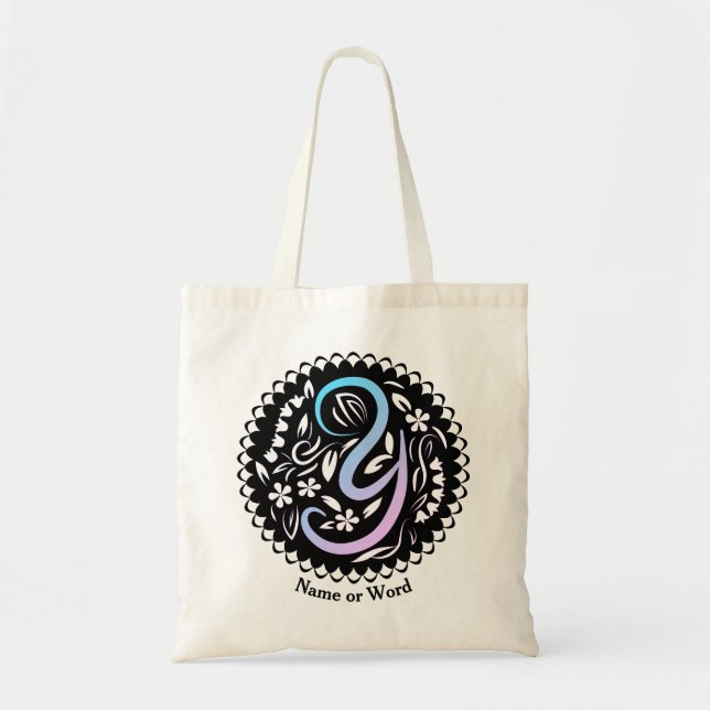 Alphabet Y Monogram Handwritting Tote Bag (Front)