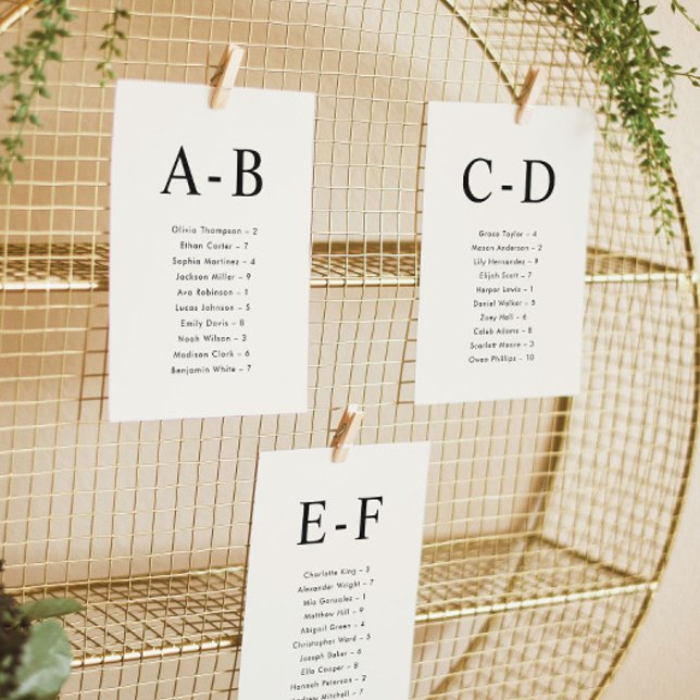 Alphabetical Cream Wedding Seating Chart Card (Creator Uploaded)