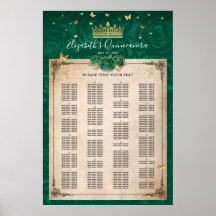 Alphabetical Green and Gold Elegant Roses Seating