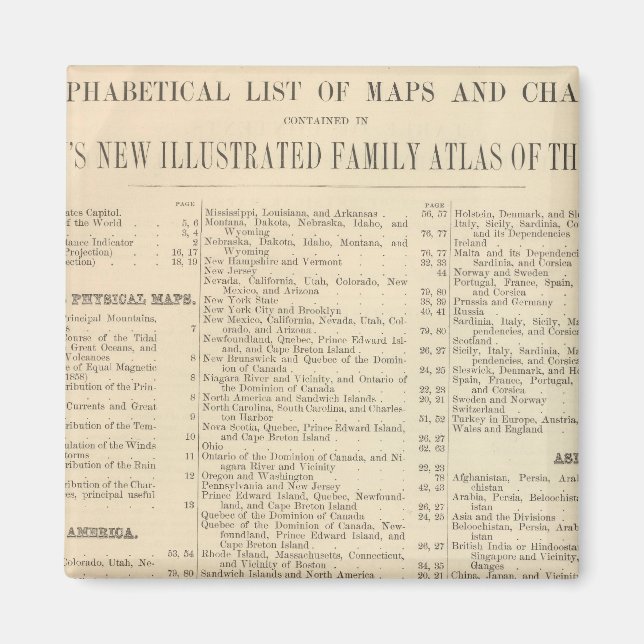 Alphabetical List of Maps and Charts Magnet (Front)