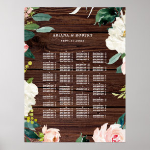 ALPHABETICAL Order Rustic Wood Seating Chart