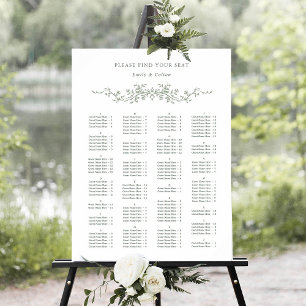 Alphabetical Order Sage Green Wedding Seating  Poster