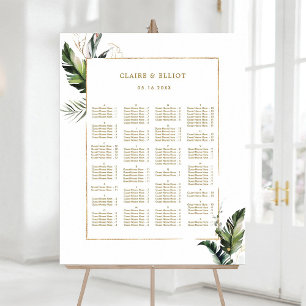 ALPHABETICAL ORDER Tropical Gold Wedding Seating Poster