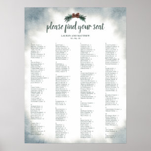 Alphabetical Rustic Wedding Seating Chart Poster