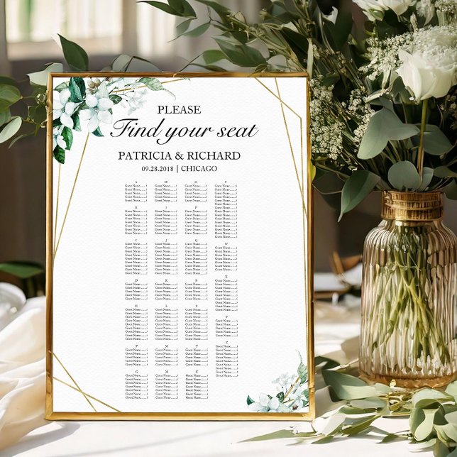 Alphabetical Seating Chart Greenery Geometric (Creator Uploaded)