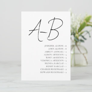 Alphabetical Seating Chart,Minimalist Wedding Card