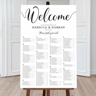 Alphabetical Seating Chart Wedding Table Plan