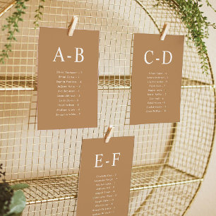 Alphabetical Terracotta Wedding Seating Chart Card
