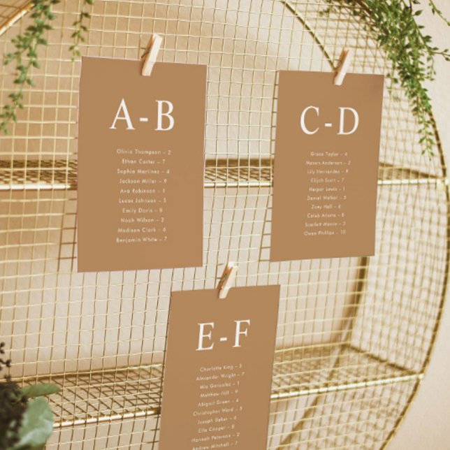Alphabetical Terracotta Wedding Seating Chart Card (Creator Uploaded)