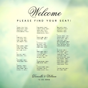 Alphabetical Transparent Wedding Seating Chart 