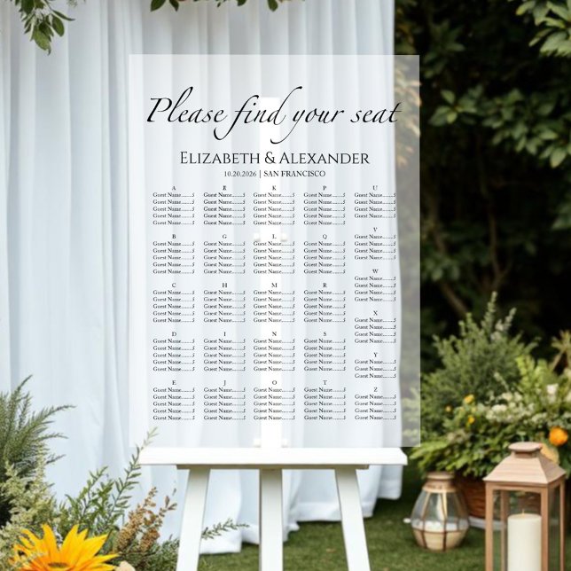 Alphabetical Wedding Acrylic Seating Chart (Creator Uploaded)
