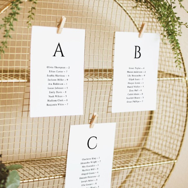 Alphabetical Wedding Seating Chart Card (Creator Uploaded)