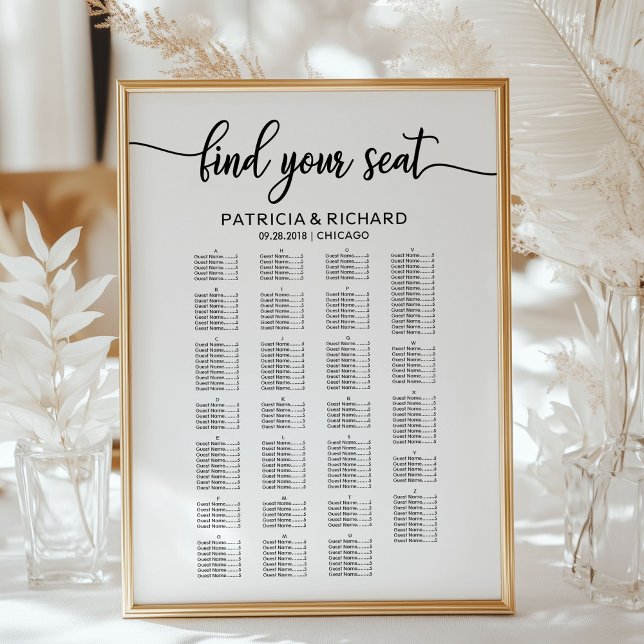 Alphabetical Wedding Seating Chart Elegant (Creator Uploaded)