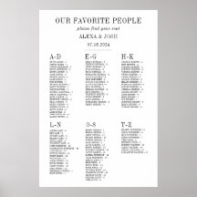Alphabetical Wedding Seating Chart Simple