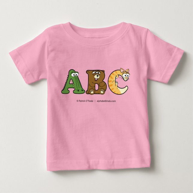 Alphabetimals Personalised Baby Girl T-Shirt (Front)