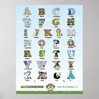 Alphabetimals poster - Dansk version