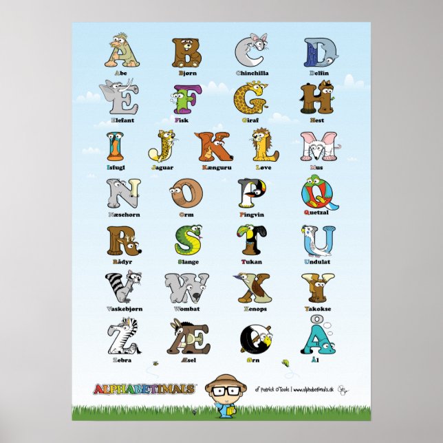 Alphabetimals poster - Dansk version (Front)