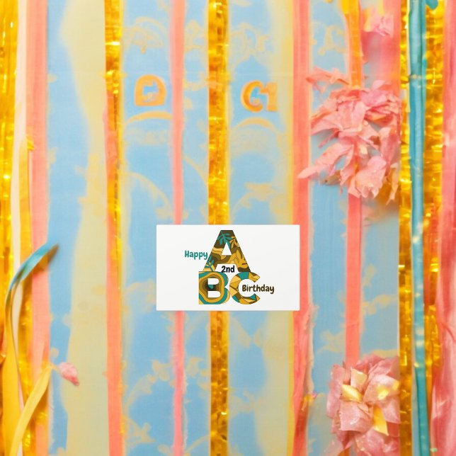 Alphabets Birthday  Rectangular Sticker (ABC alphabet birthday party theme sticker,birthday party sticker,gift pack,envelope,return gift stic)